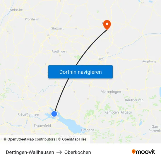 Dettingen-Wallhausen to Oberkochen map