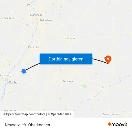 Neusatz to Oberkochen map
