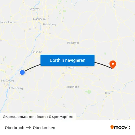 Oberbruch to Oberkochen map