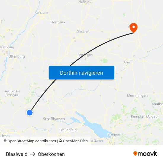 Blasiwald to Oberkochen map
