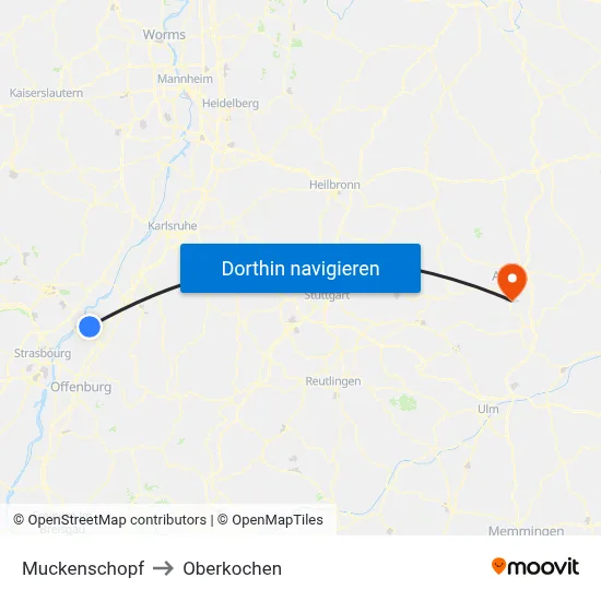 Muckenschopf to Oberkochen map