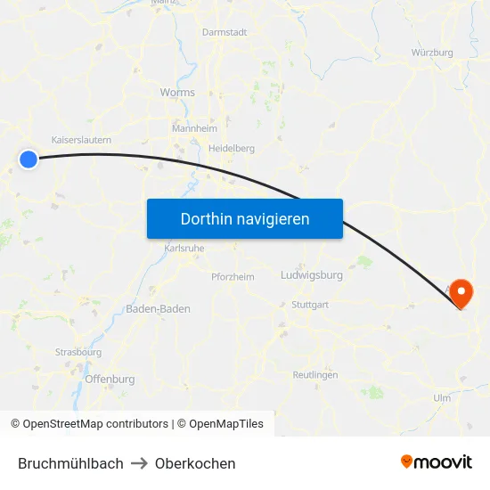Bruchmühlbach to Oberkochen map