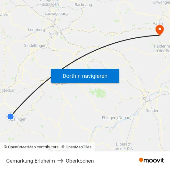 Gemarkung Erlaheim to Oberkochen map