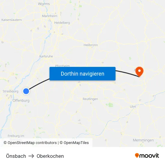 Önsbach to Oberkochen map