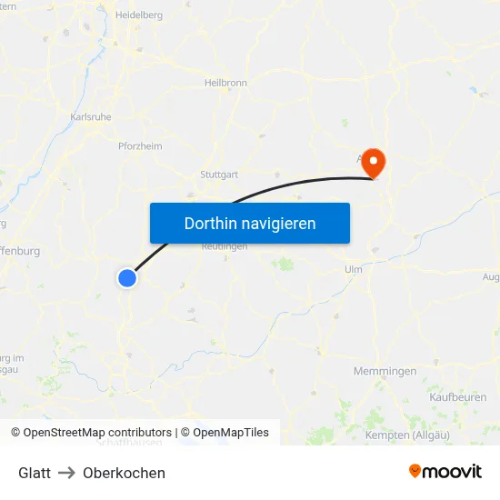 Glatt to Oberkochen map