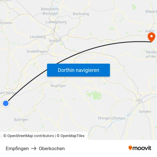 Empfingen to Oberkochen map