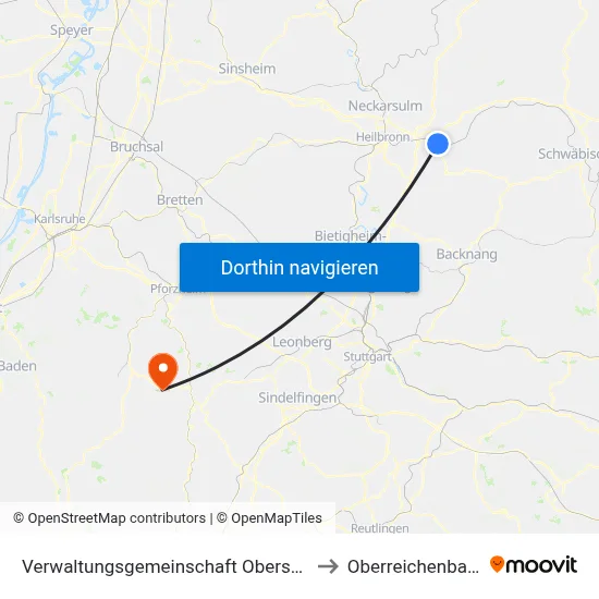 Verwaltungsgemeinschaft Obersulm to Oberreichenbach map