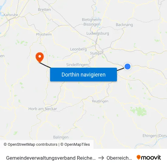 Gemeindeverwaltungsverband Reichenbach An Der Fils to Oberreichenbach map