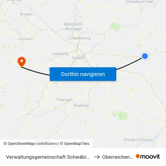 Verwaltungsgemeinschaft Schwäbisch Gmünd to Oberreichenbach map