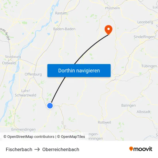 Fischerbach to Oberreichenbach map