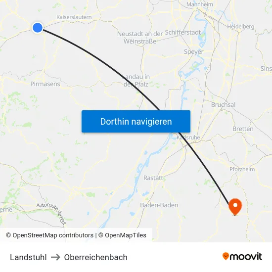 Landstuhl to Oberreichenbach map