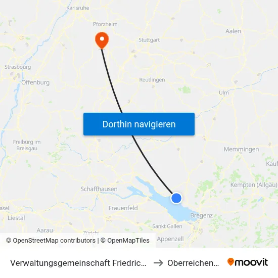 Verwaltungsgemeinschaft Friedrichshafen to Oberreichenbach map