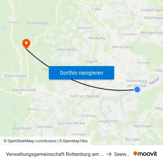 Verwaltungsgemeinschaft Rottenburg am Neckar to Seewald map