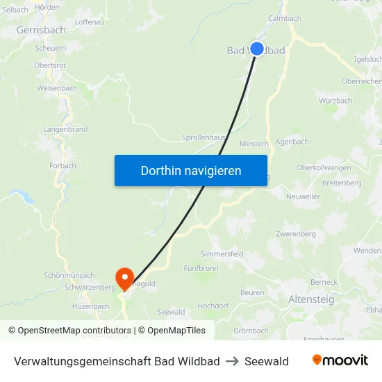Verwaltungsgemeinschaft Bad Wildbad to Seewald map
