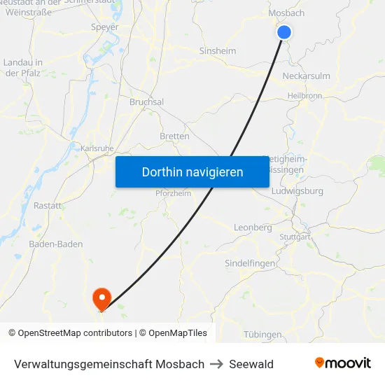 Verwaltungsgemeinschaft Mosbach to Seewald map
