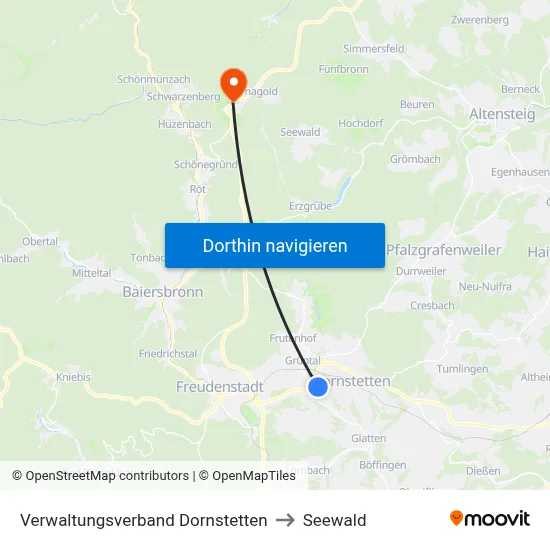 Verwaltungsverband Dornstetten to Seewald map