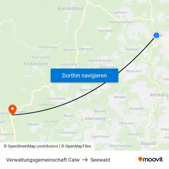 Verwaltungsgemeinschaft Calw to Seewald map