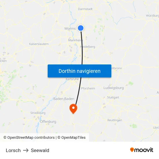 Lorsch to Seewald map
