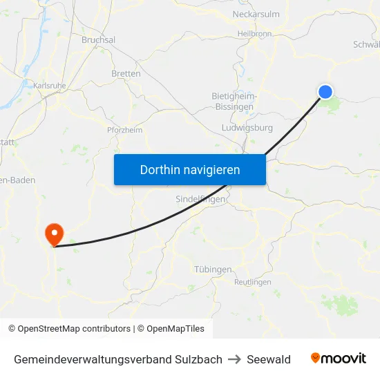 Gemeindeverwaltungsverband Sulzbach to Seewald map