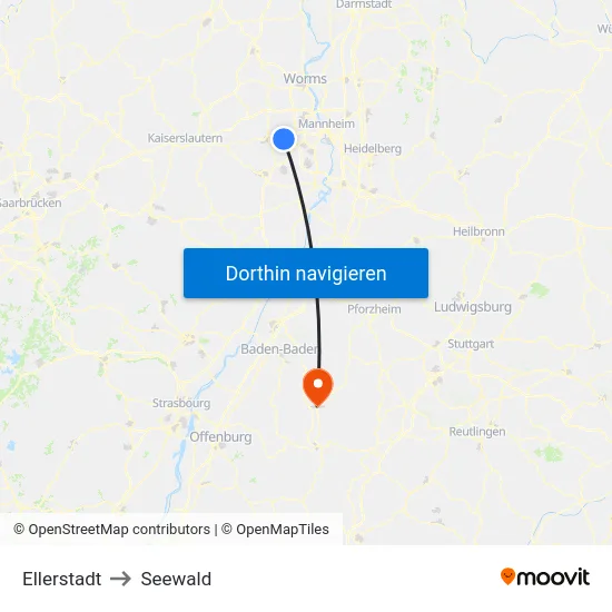 Ellerstadt to Seewald map