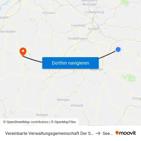 Vereinbarte Verwaltungsgemeinschaft Der Stadt Kirchheim Unter Teck to Seewald map