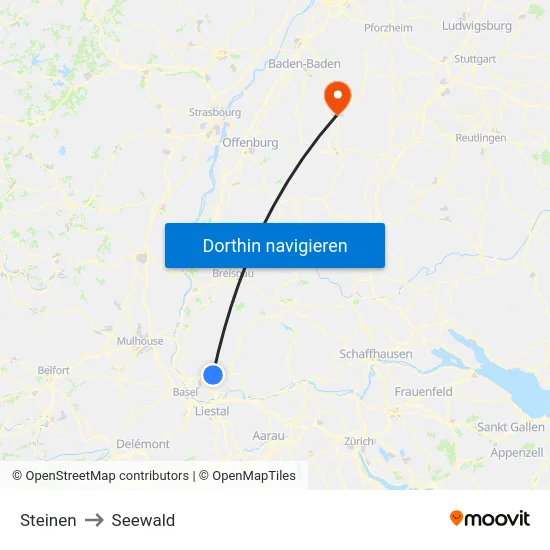 Steinen to Seewald map