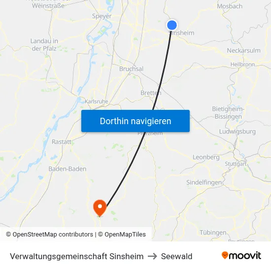 Verwaltungsgemeinschaft Sinsheim to Seewald map