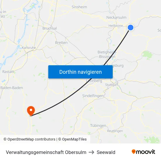 Verwaltungsgemeinschaft Obersulm to Seewald map