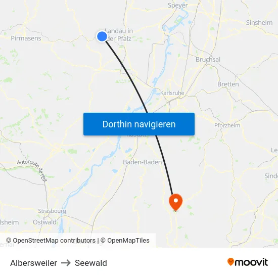 Albersweiler to Seewald map