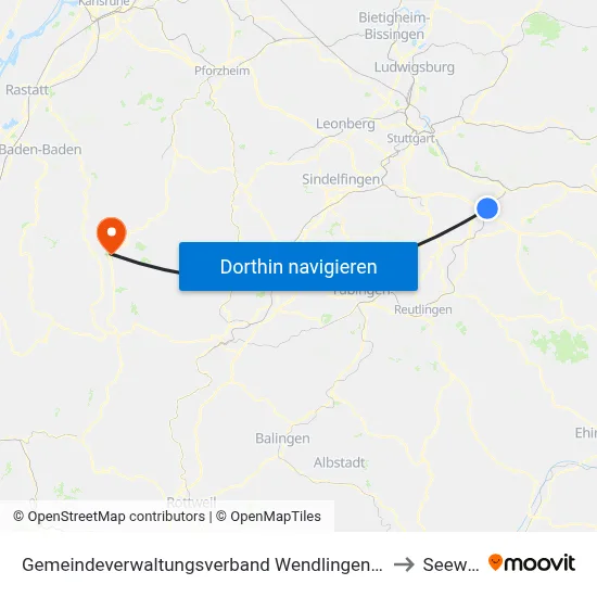 Gemeindeverwaltungsverband Wendlingen am Neckar to Seewald map