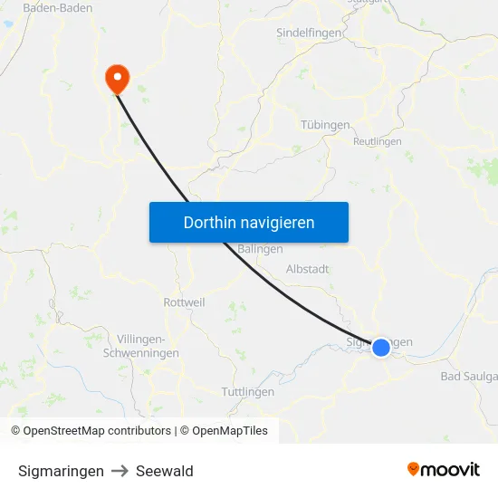 Sigmaringen to Seewald map