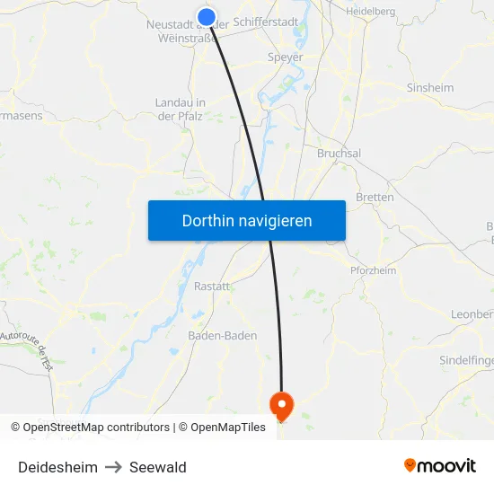 Deidesheim to Seewald map