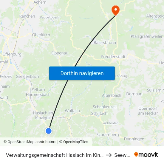 Verwaltungsgemeinschaft Haslach Im Kinzigtal to Seewald map