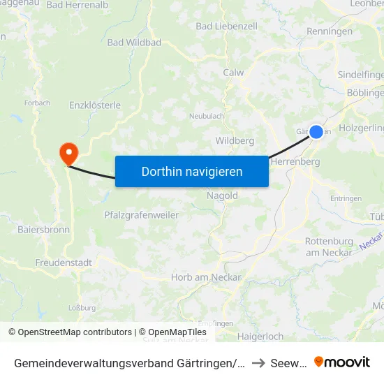 Gemeindeverwaltungsverband Gärtringen/Ehningen to Seewald map