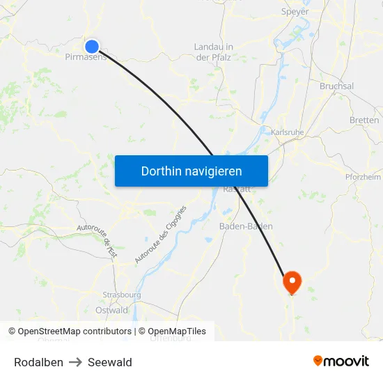 Rodalben to Seewald map