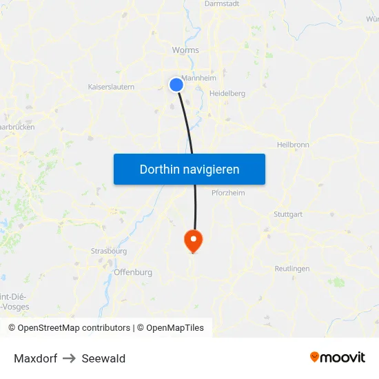 Maxdorf to Seewald map