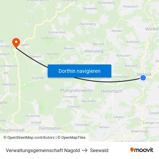 Verwaltungsgemeinschaft Nagold to Seewald map