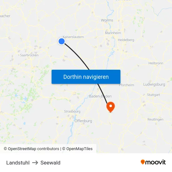 Landstuhl to Seewald map