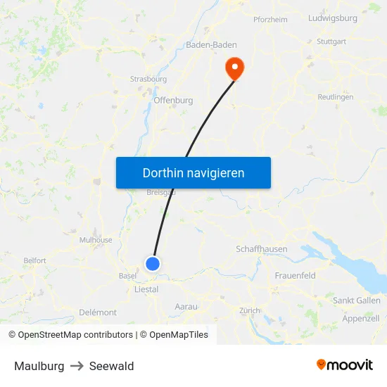 Maulburg to Seewald map