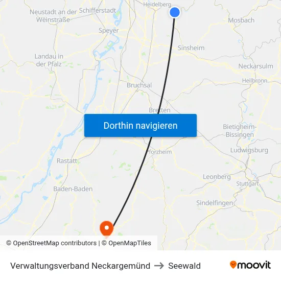 Verwaltungsverband Neckargemünd to Seewald map