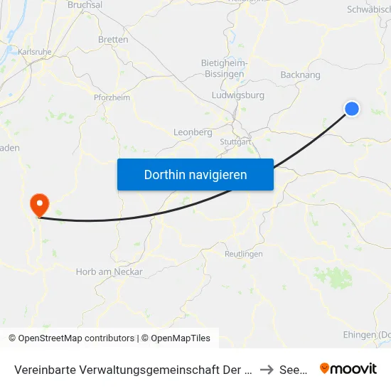 Vereinbarte Verwaltungsgemeinschaft Der Stadt Welzheim to Seewald map