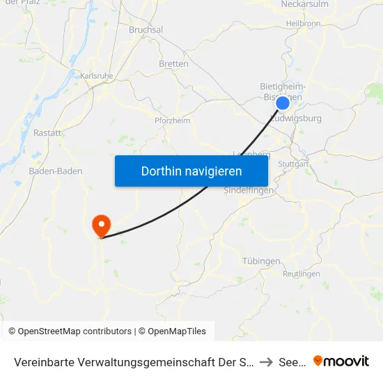 Vereinbarte Verwaltungsgemeinschaft Der Stadt Bietigheim-Bissingen to Seewald map