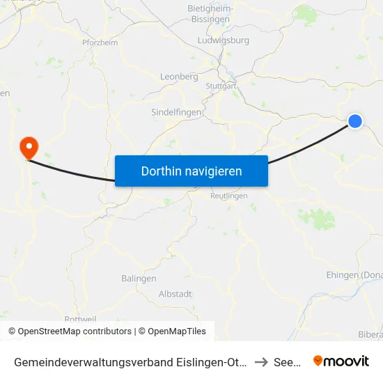 Gemeindeverwaltungsverband Eislingen-Ottenbach-Salach to Seewald map