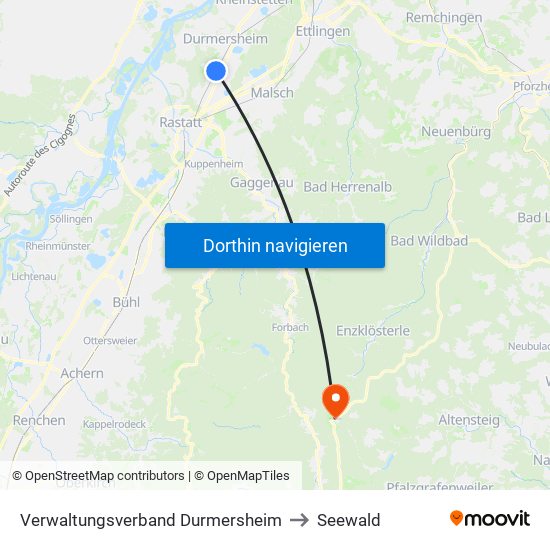Verwaltungsverband Durmersheim to Seewald map