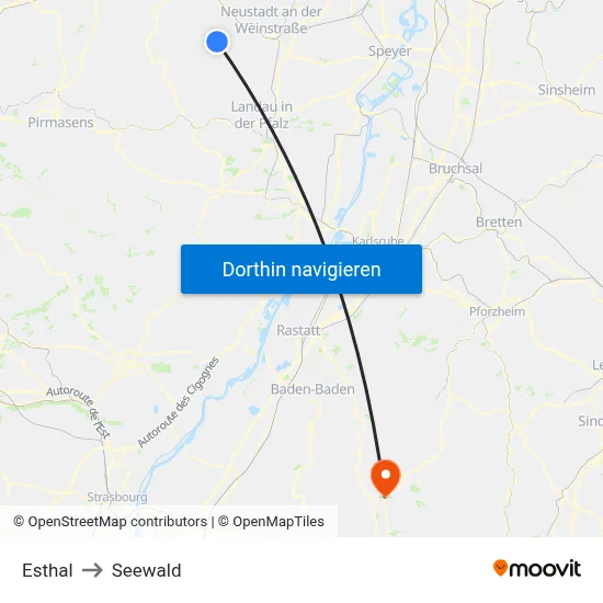 Esthal to Seewald map