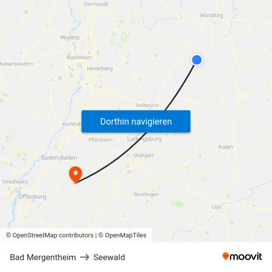 Bad Mergentheim to Seewald map