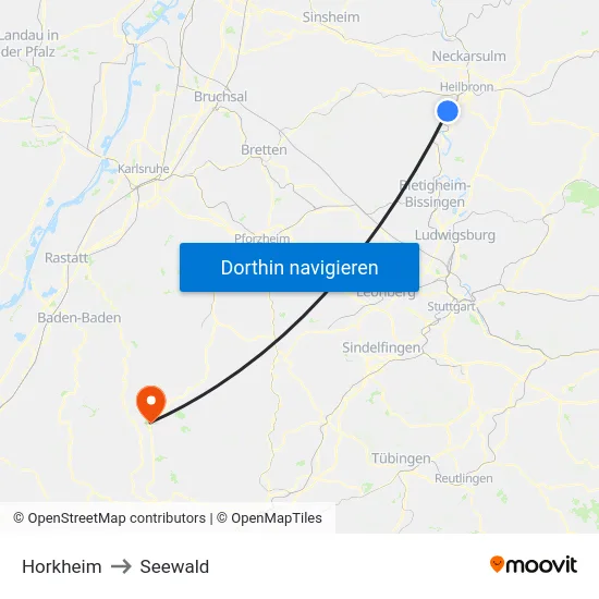 Horkheim to Seewald map