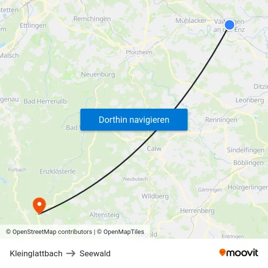 Kleinglattbach to Seewald map