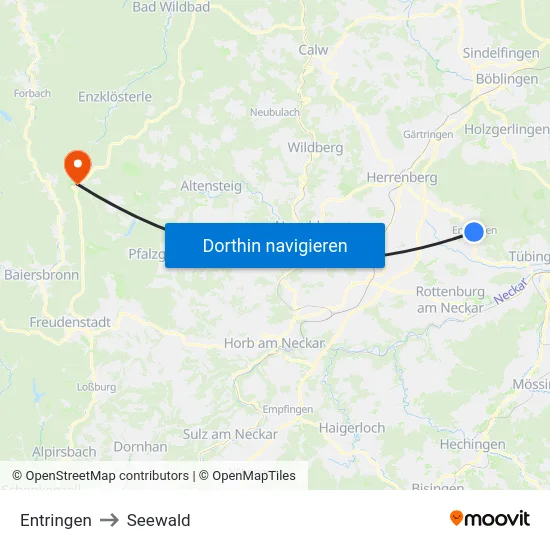 Entringen to Seewald map