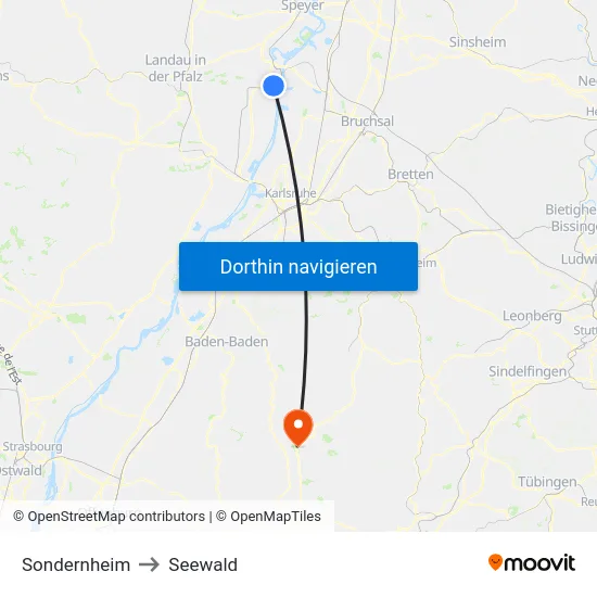 Sondernheim to Seewald map